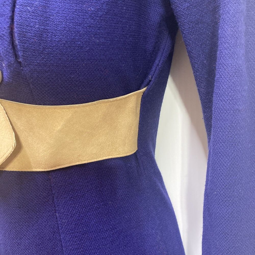 Vintage  1960s 1970s Mini Dress Size XS S Hand Tailored Belt buttons A‎ Line - Picture 10 of 15